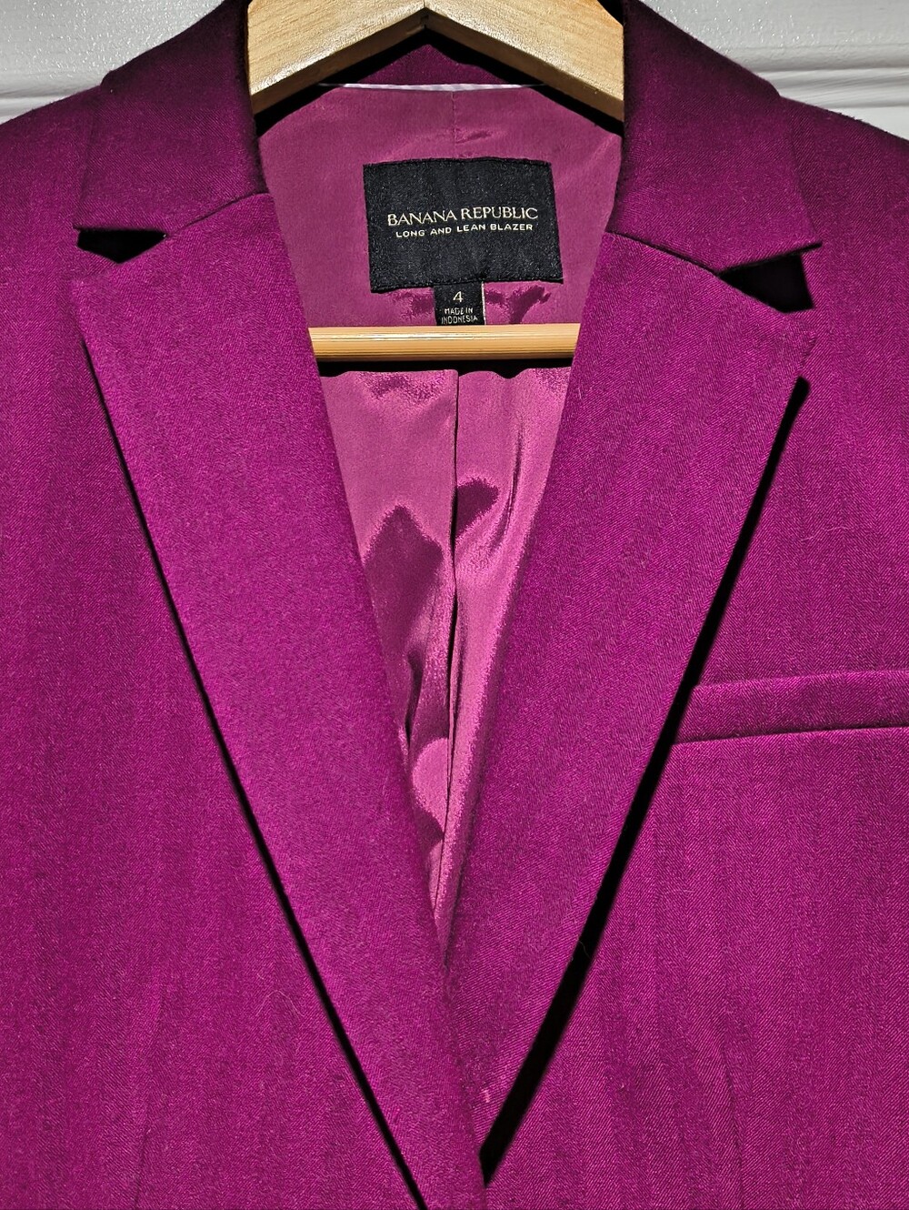 Banana Republic Long and Lean Single Button Blazer Magenta Berry Purple Size 4 - Picture 5 of 16